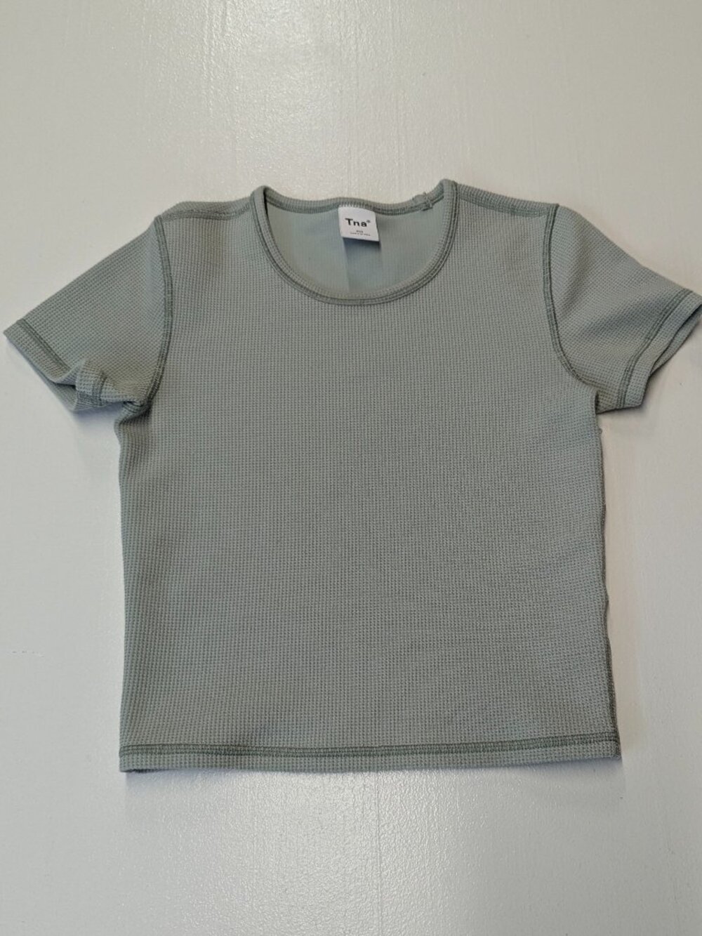 Tna Aritzia Size 2XS Sage Green Cropped Waffle Tee